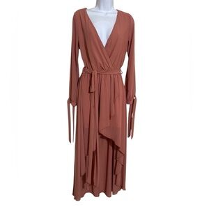 Miss Avenue Rust Wrap Dress women S fairy high-low festival casual cottage-core